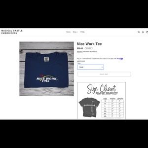 Magical Castle Embroidery “Nice Work” Tee - Small